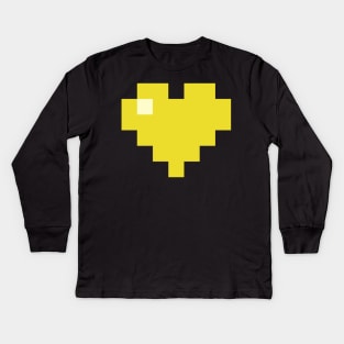 Simple Yellow Pixel Heart Kids Long Sleeve T-Shirt